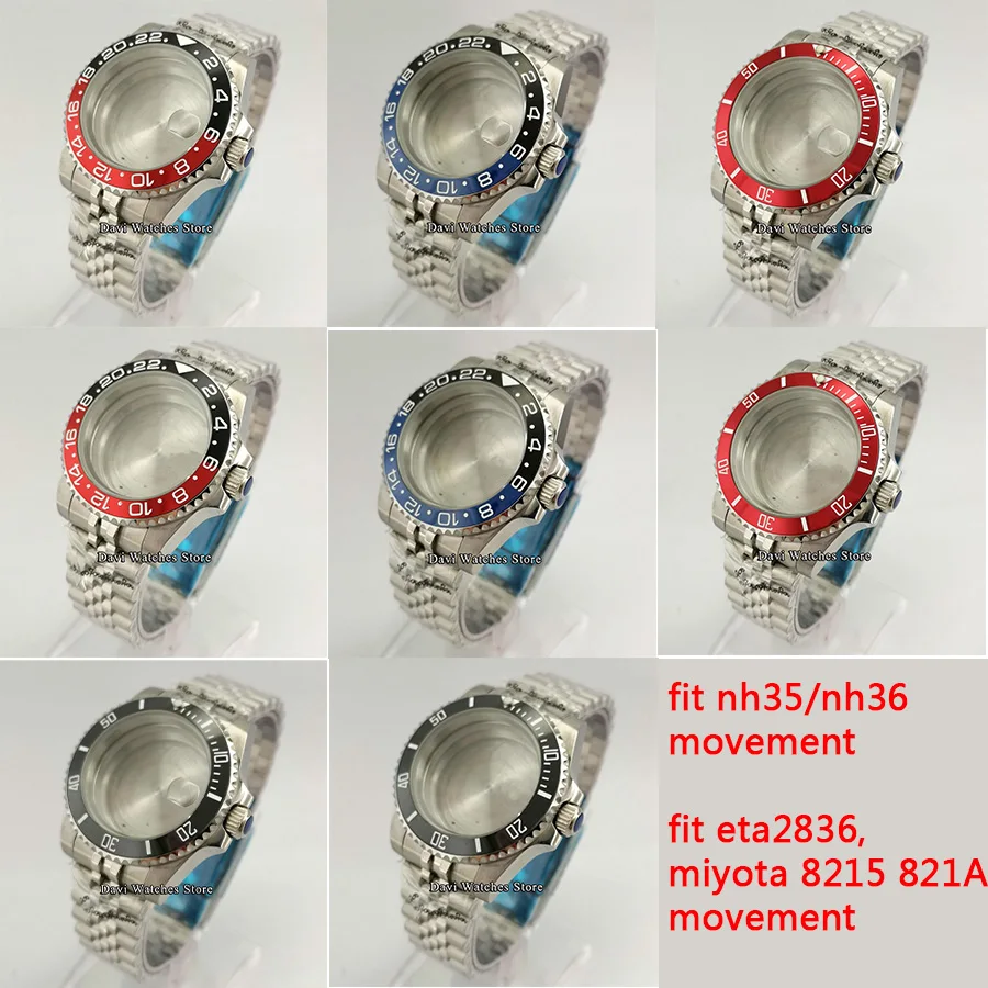 40 мм Серебристый футляр для часов для NH35/NH36,Miyota 8215 821A,ETA 2836,DG2813,3804 автоматический механизм сапфировое стекло браслет