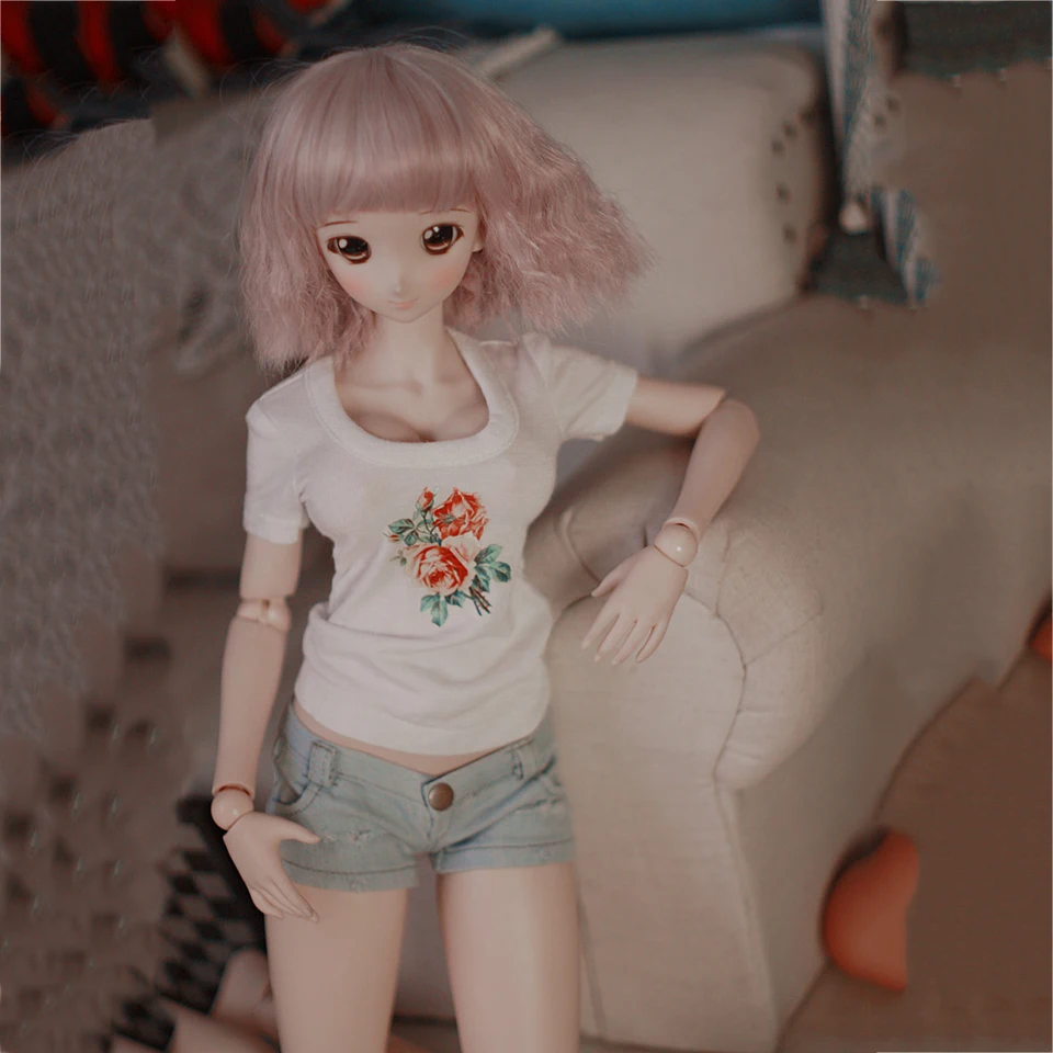 Новая Одежда для кукол Cataleya BJD SD белая теплопередающая футболка + короткие джинсы