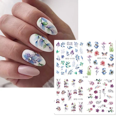 4 ks podzimní nálepky na nehty Maple listy Design hřebíky Art Art Water Tattoo Decals Módní manikúry DIY DECORACE LASTZ856-859