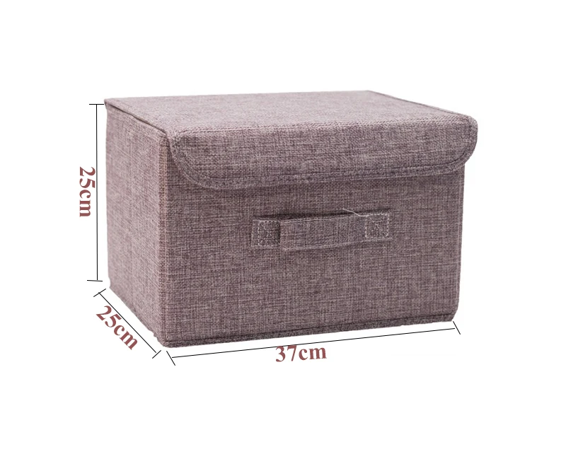 37X25X25CM Новая моющаяся хлопковая коробка для хранения, ОБИТАЯ льняной тканью с крышкой одежда игрушечный перевод закуски разное Органайзер Косметическая корзина для хранения - Цвет: 37X25X25CM