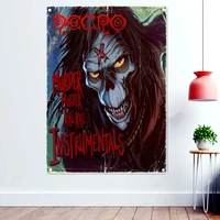 macabre art banner wall hanging rock band icon flag death metal artist posters bloody horror skull art tapestry home decor gift