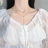 metal multilayer long ball pendant necklace punk hip hop contracted sweater chain clavicle chain sweet romance women jewelry