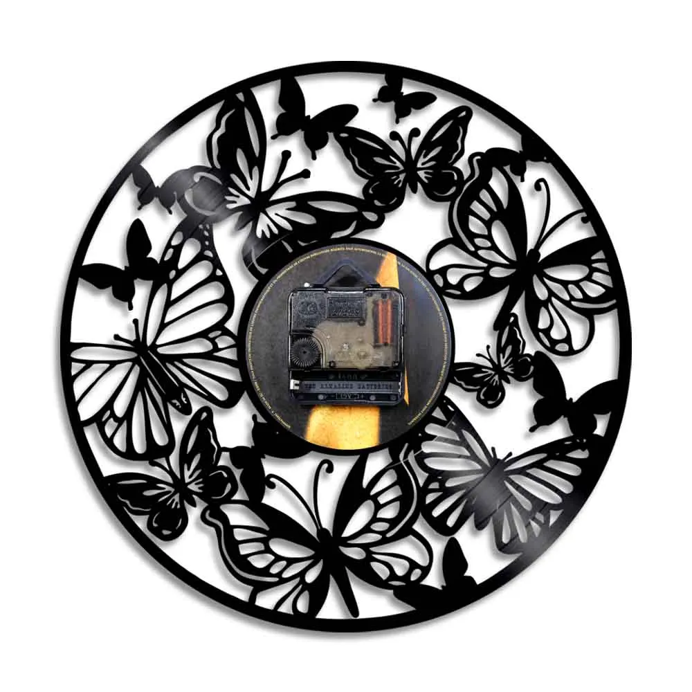 Настенные часы с крыльями ангела бабочкой домашний декор виниловые записью