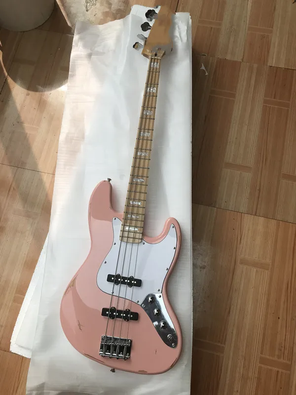 2021 высокое качество 4 аккорд для электрической бас гитары сделать старый розовый