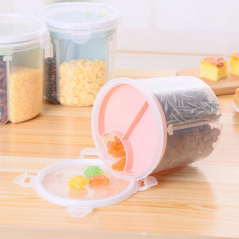 Рис бобы Stoarge Jar с крышкой уплотнения 4 решетки пластиковая кухонная коробка для