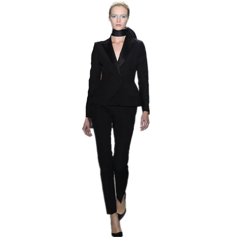 

Spring Hot Sale Women Suits 2 Piece Sets Blazer Female Formal Pant Suit Office Uniform Style Black Vintage Ladies Business Suits