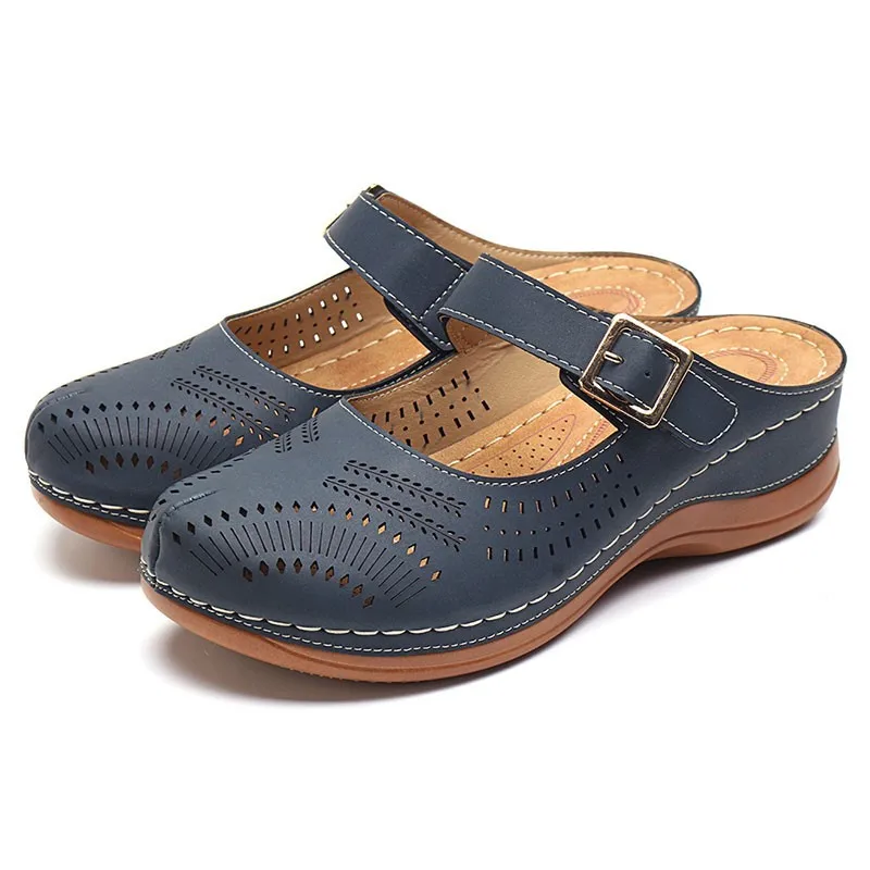 

Summer Leisure Ladies Sandals and Slippers, Non-slip, Light and Comfortable, Large Size 43 Retro Slope Heel; Women's Flat Shoes