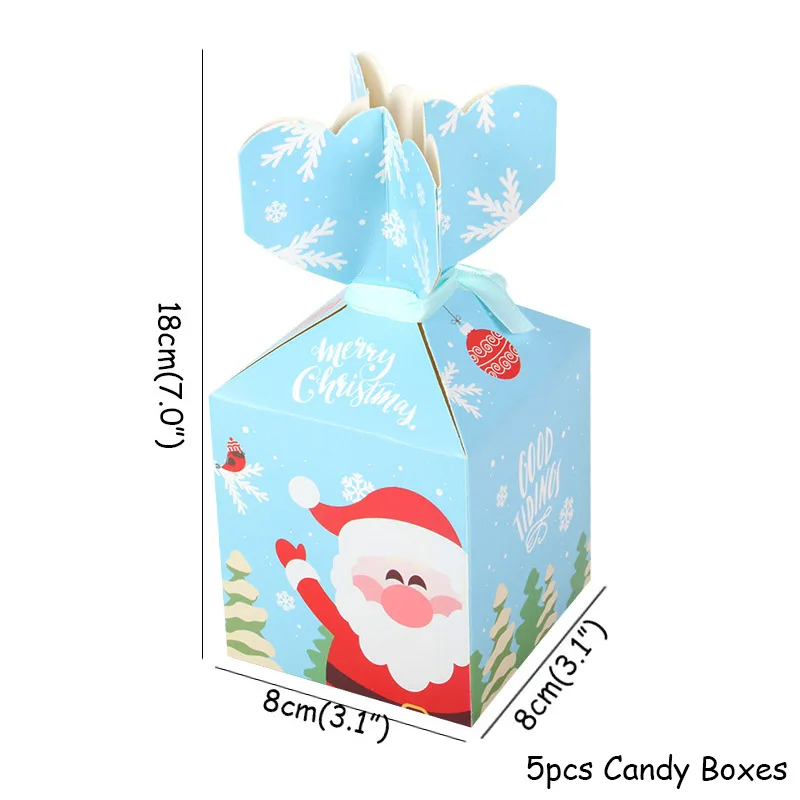 5pcs Paper Boxes Рождественская коробка для конфет Рождественская вечеринка мешок для печенья Подарочная коробка Рождественские украшения для дома упаковочные коробки Navida Natal украшение - Цвет: 5pcs Paper Boxes