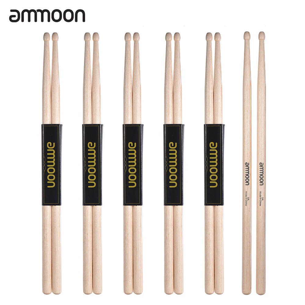Деревянные барабанные палочки ammoon 6 пар 5A/ 7A аксессуары для барабана из клена |