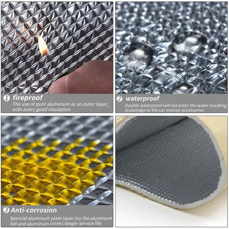 

10mm Thick Alumina fiber+ Muffler cotton Car Auto Indoor Heat Sound Deadening Insulation Soundproof Dampening Mat wholesale CSV