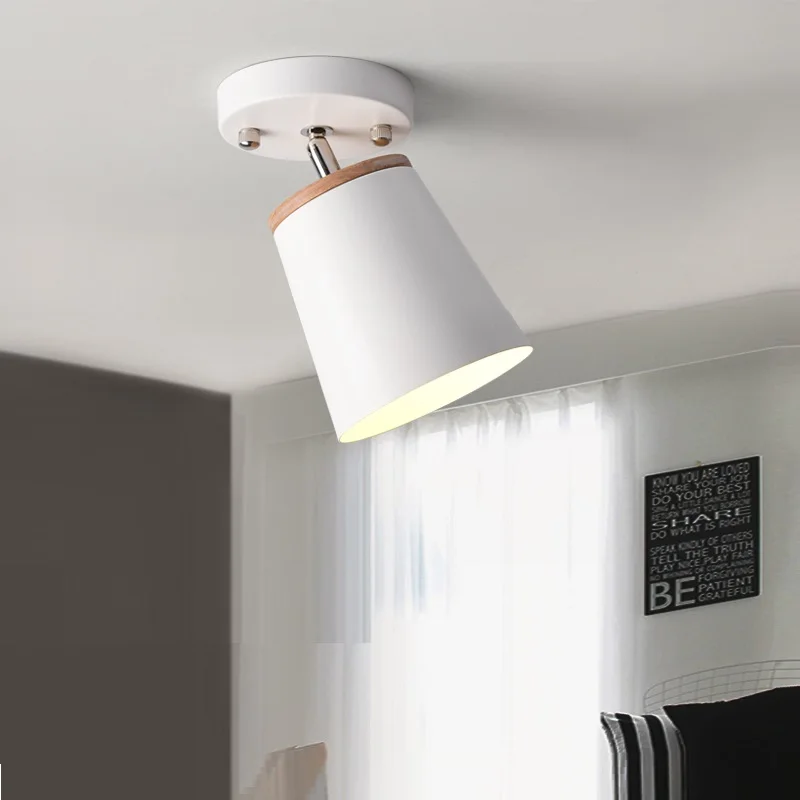 Modern White Ceiling Lights For Corridor Adjustable Metal Lamparas de techo E27 Indoor Wood Lighting Fixtures home deco | Освещение