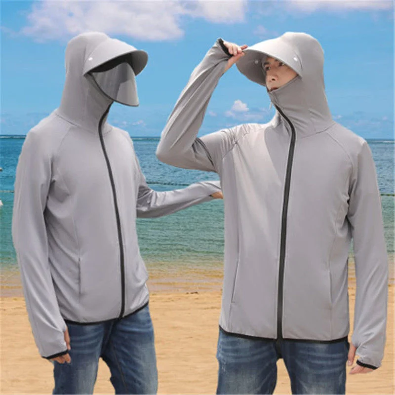 

2021 New Summer Fishing Jacket Men Thin Fishing Shirt Sun-Proof Clothing Male Ice Silk Sunscreen Jackets Breathable Shirts W164