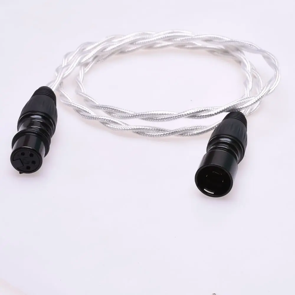 4 Pin XLR Male to 4 Pin XLR Female Balanced Audio Adapter Extension Cable Crystal Clear Silver Plated Shield Cable