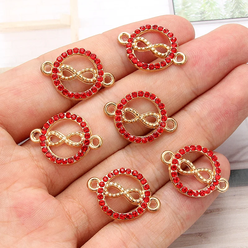 Соединитель из сплава для женщин и девушек милая золотистая красная эмаль в