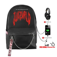 juice wrld backpack fashion print hip hop backpack laptop backpack usb multifunction travel backpack softback backpacks