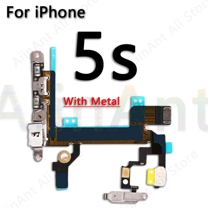 Гибкий кабель для отключения звука и громкости для iPhone 5S, 5c, SE, 5, 6, 6s, 7, 8 Plus, запасные части из металла - Цвет: For iPhone 5s