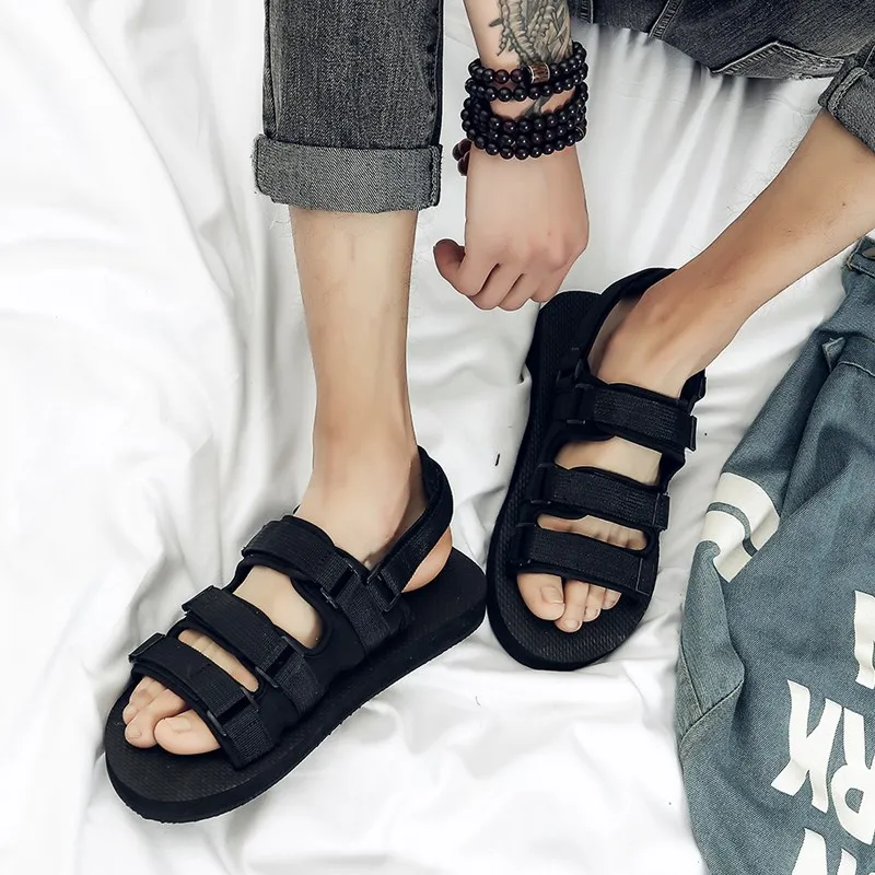 Летние модные женские сандалии COSMAGIC 2021 пляжные черные с липучкой легкие на