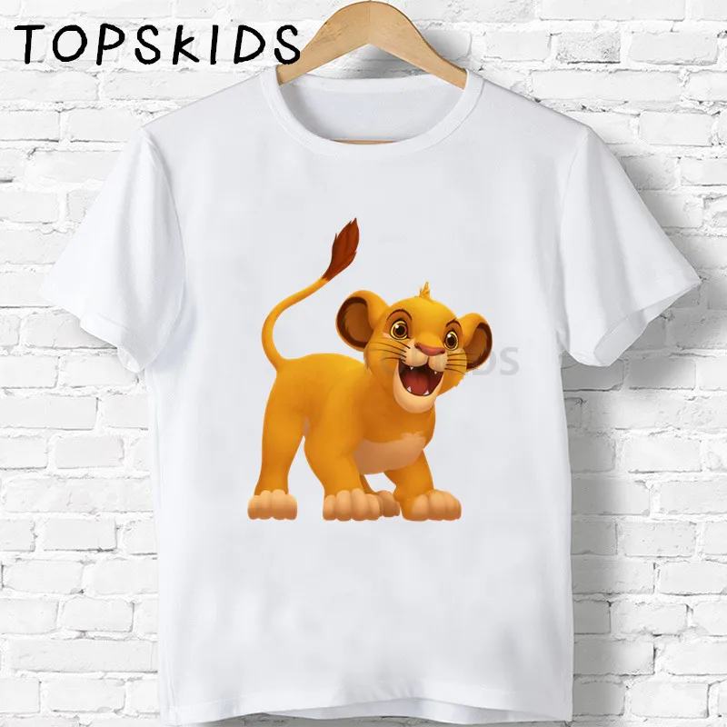Коллекция года, Детская футболка с милым Simba и рисунком льва детская одежда с забавными животными для мальчиков и девочек детская летняя футболка HKP5315