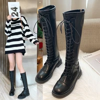 thick soled stretch leather high boots new motorcycle boots women 2022 autumn and winter long boots chelsea womens autumn shoes