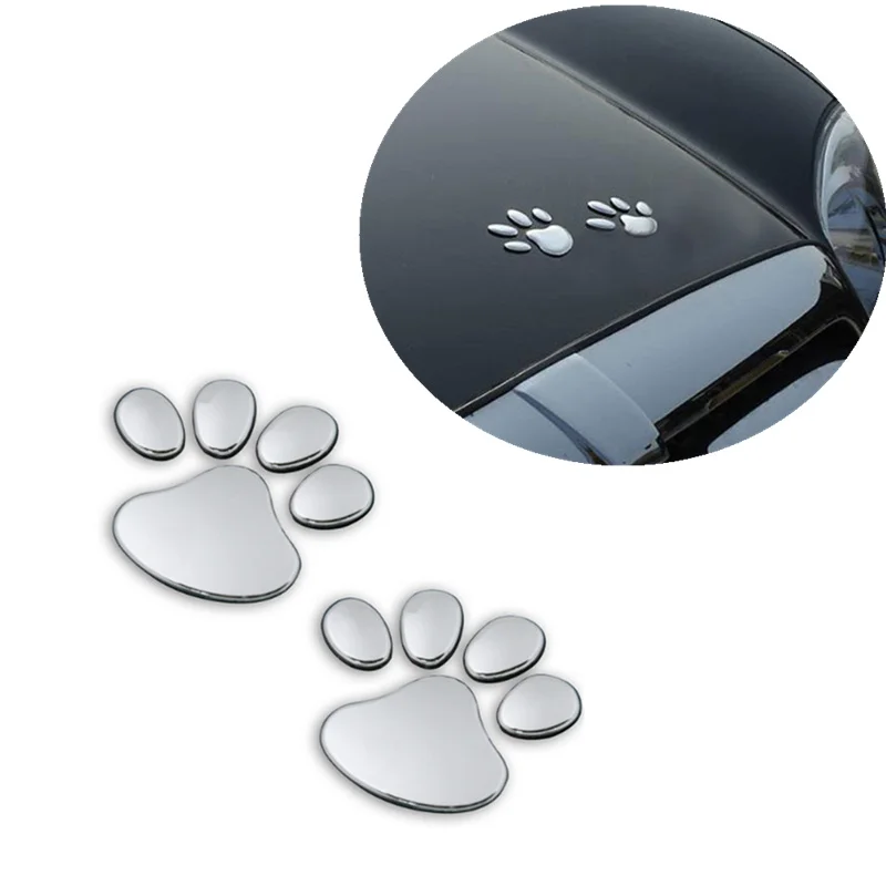 2 шт. крутая наклейка на автомобиль дизайн лап 3D принт в виде животных собак кошек
