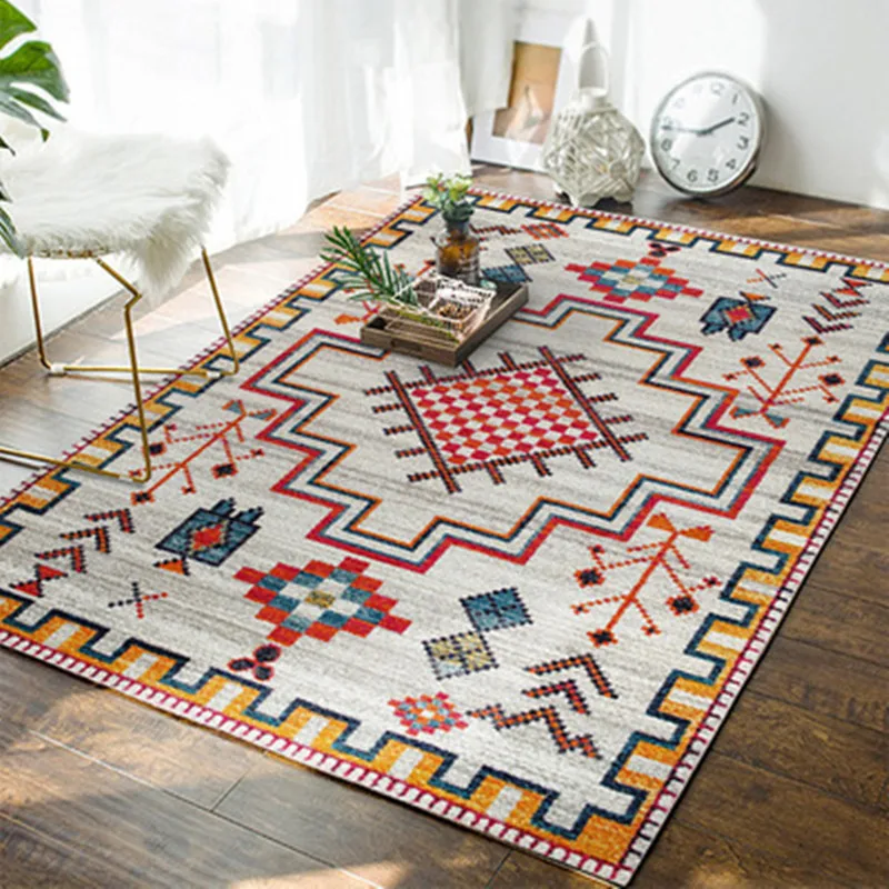 

Retro Printed Carpet Living Room Study Rectangular Carpet Soft Non-Slip Living Room Bedroom Felt Carpet Household Goods