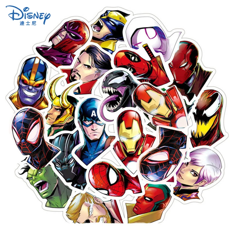 10/50 шт. наклейка &quotМстители&quot Disney Marvel наклейки герои Человек-паук Железный