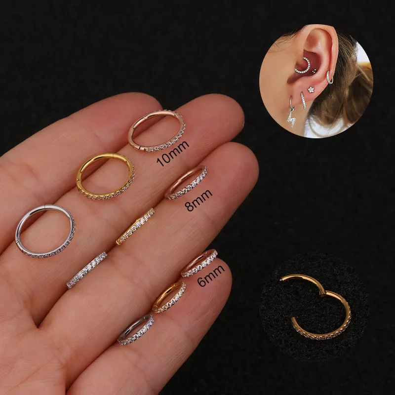

1PC Fashion Trend for Women/Men Earrings Pure Stainless Zircon Steel Seamless Open Ring Simple Ear Buckle Jewelry Charm Gift