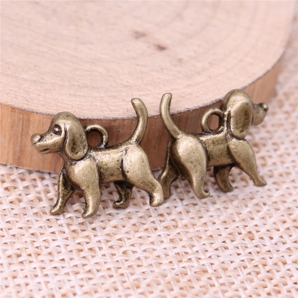 

3D Cute Puppy Dog Charms For Jewelry Making Findings Handmade DIY Craft 5pcs Antique Bronze Color 15x14x5mm