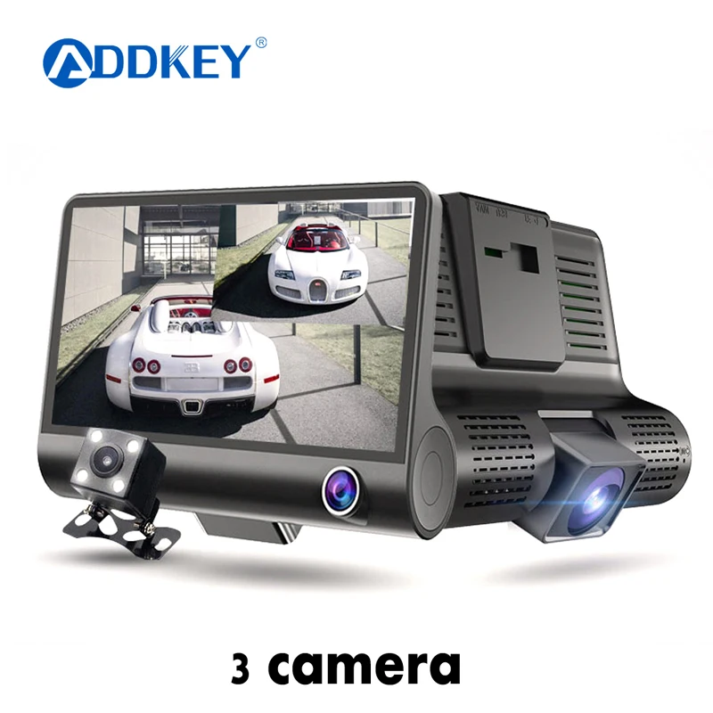 Автомобильный видеорегистратор ADDKEY с 3 камерами и объективом 4 0 дюйма двумя