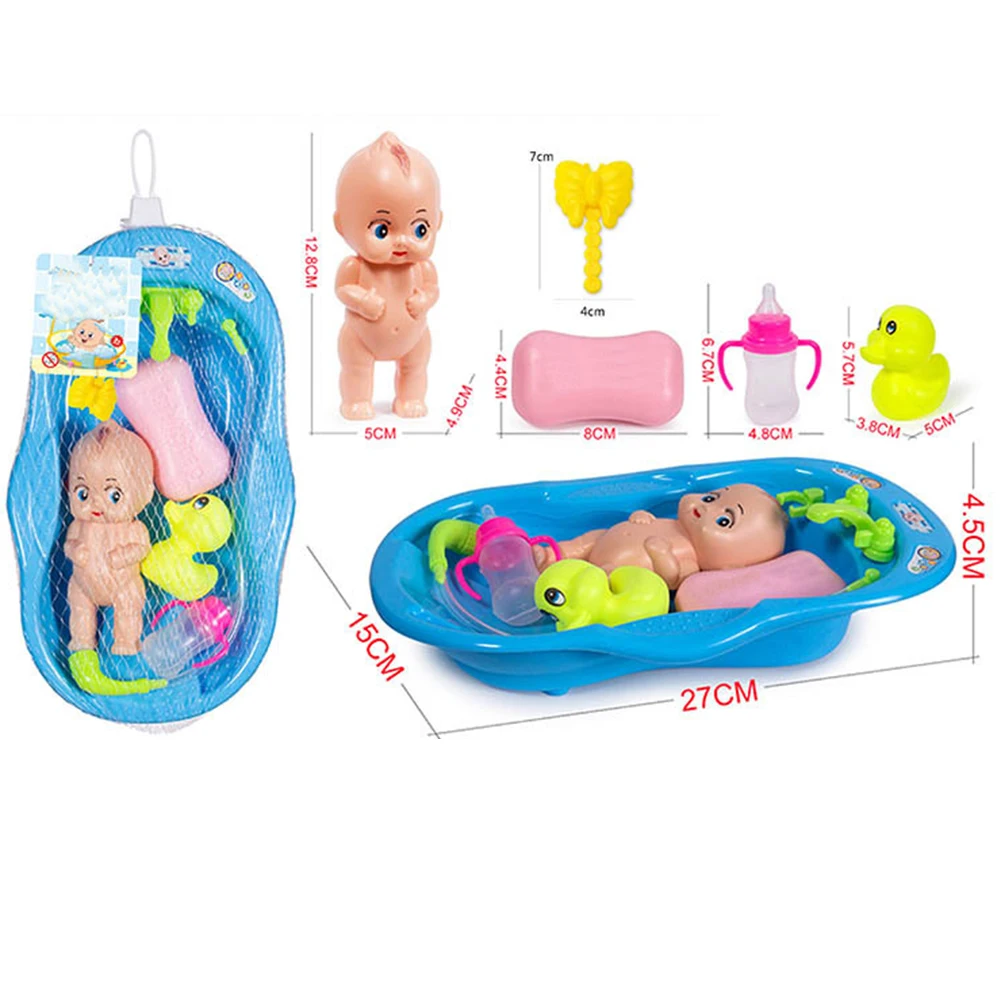 

Baby Doll Bath Time Set, Girls Pretend Play Bath Tub Toys Games Kids Christmas Birthday Gift Random Color