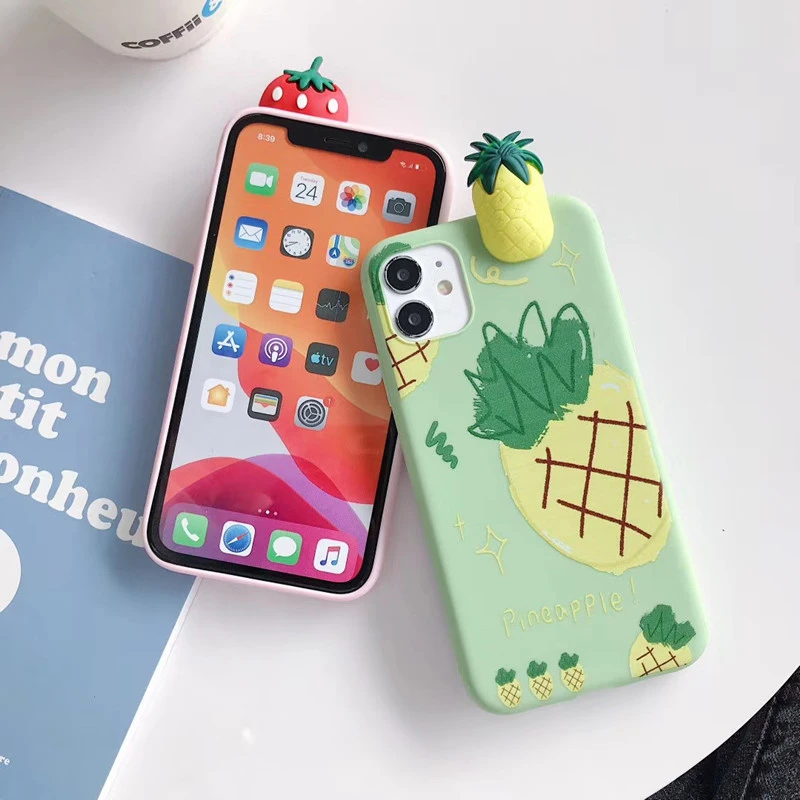 Милый 3D чехол для телефона с ананасом клубникой iphone 11 6s 7 8 Plus X XS MAX XR забавная