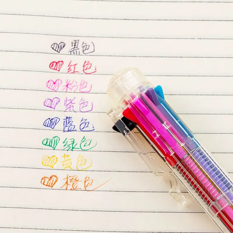 Creative Multicolor Ballpoint Pen Lovely Stationery Press 8 Color Oil for student Children Office School Supply |
