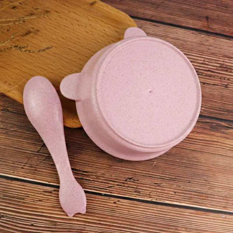 2 шт./компл. набор детской посуды мультяшная панда миска ложка Пшеничная солома