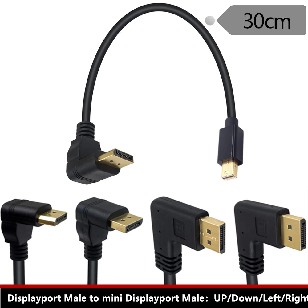 

Thunderbolt Mini Displayport штекер к DP Штекерный Угловой кабель адаптер 90 градусов конвертер 4K