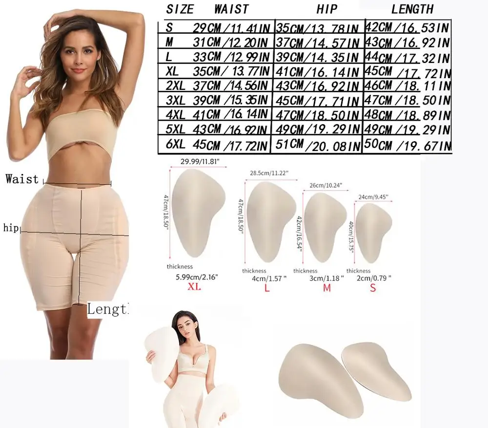 2PS Boyshort Sponge Padded Butt Lifter Hip Enhancer Sponge Hip Pad Buttock Lifter Beauty Ajusen for Women Men Crossdresser