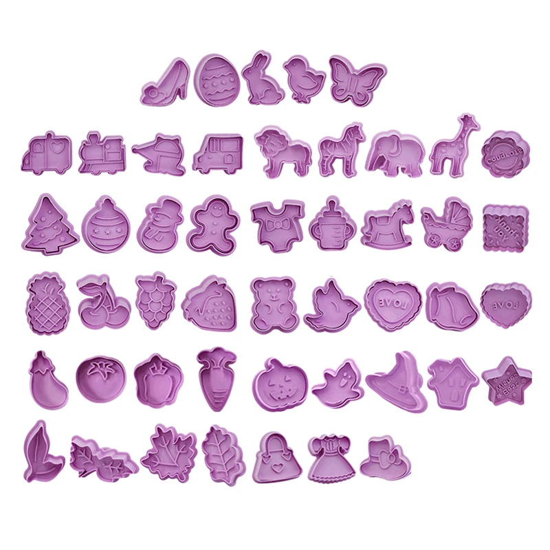 

4Pcs/Set Kitchen Cookie Biscuit Fondant Mold Silicone Cookie Baking Cutter Mould For Christmas Easter Halloween Valentine's Day