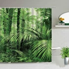 Набор занавесок для душа с тропическими пальмами, декор для ванны с зелеными растениями, джунгли, природы, экзотические растения, водонепроницаемые шторы s
