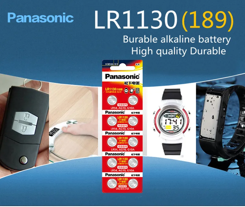 20 шт./лот Panasonic батареи 1 5 V AG10 LR1130 щелочная батарея таблеточного типа 389 LR54 SR54 SR1130W