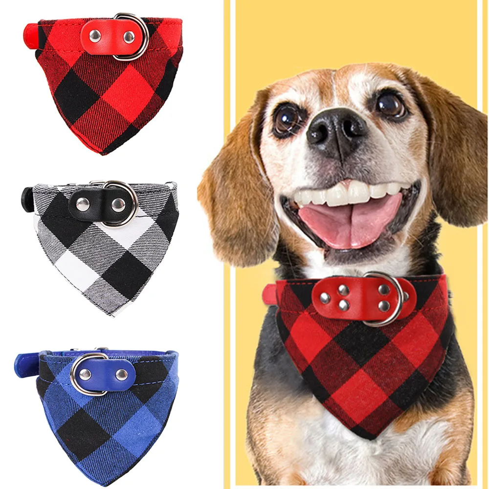 Popular Plaid Dog Bandanas Collar Cat Triangular Neck Scarf Puppy Neckerchief Pet Accessories for Small Medium Large Dogs | Дом и сад
