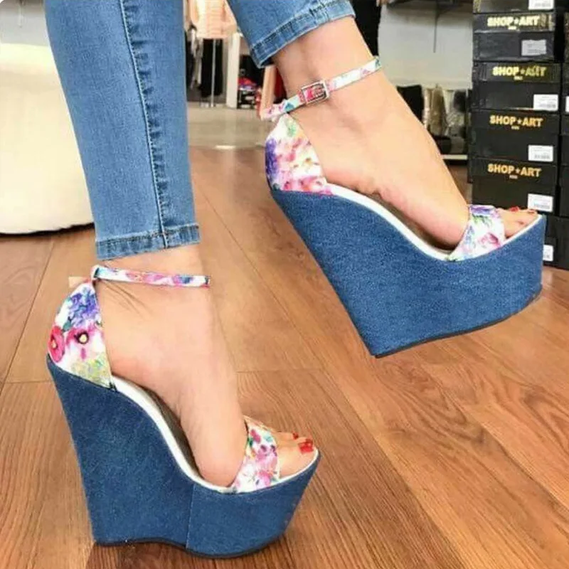 

Heels Women Sandals Hot Sale Sexy PU Platform Waterproof Hollow Color Roman Wedge Heel for Woman Wear-resistant Buckle Strap