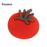 funmor cute tomato brooch plastic small size pins for women girls gathering party accessories bag hat coat ornaments gifts joias