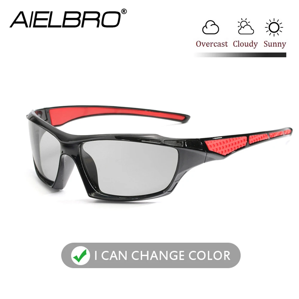 Photochromic Sunglasses Man Cycling Glasses Bicycle Sunglasses Chameleon Cycling Glasses Polarizing Glasses Sunglasses for Men