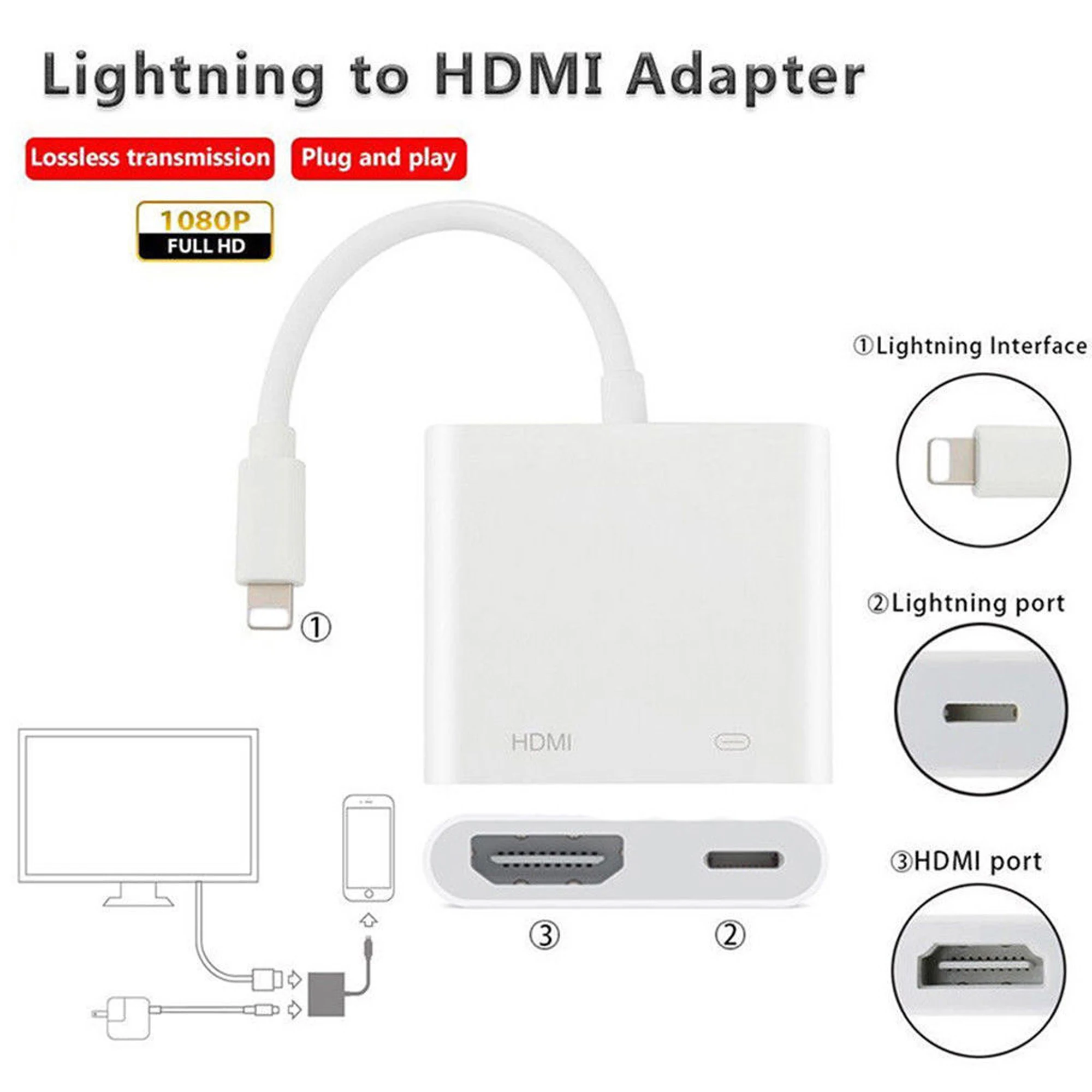 Переходник для Lightning/HDMI VGA аудио ТВ-адаптер кабель iPhone X 8 7 Plus 6 6S iPad |
