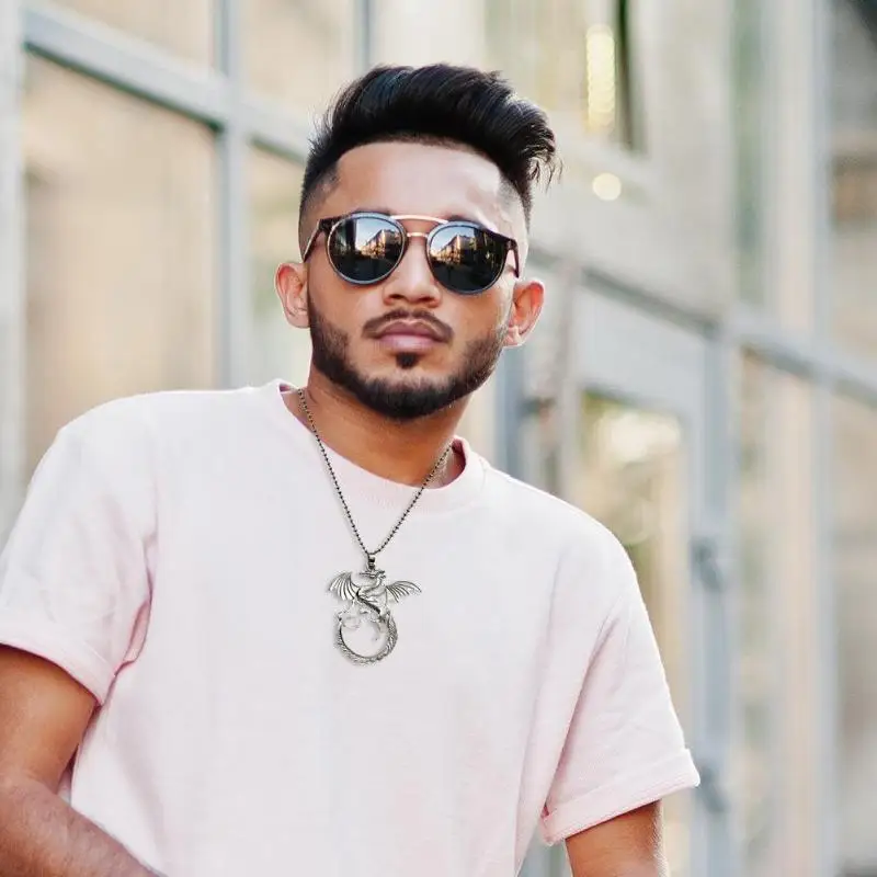 Новая мода Серебряный Кулон Дракон Ожерелье чокер серебряная металлическая цепь