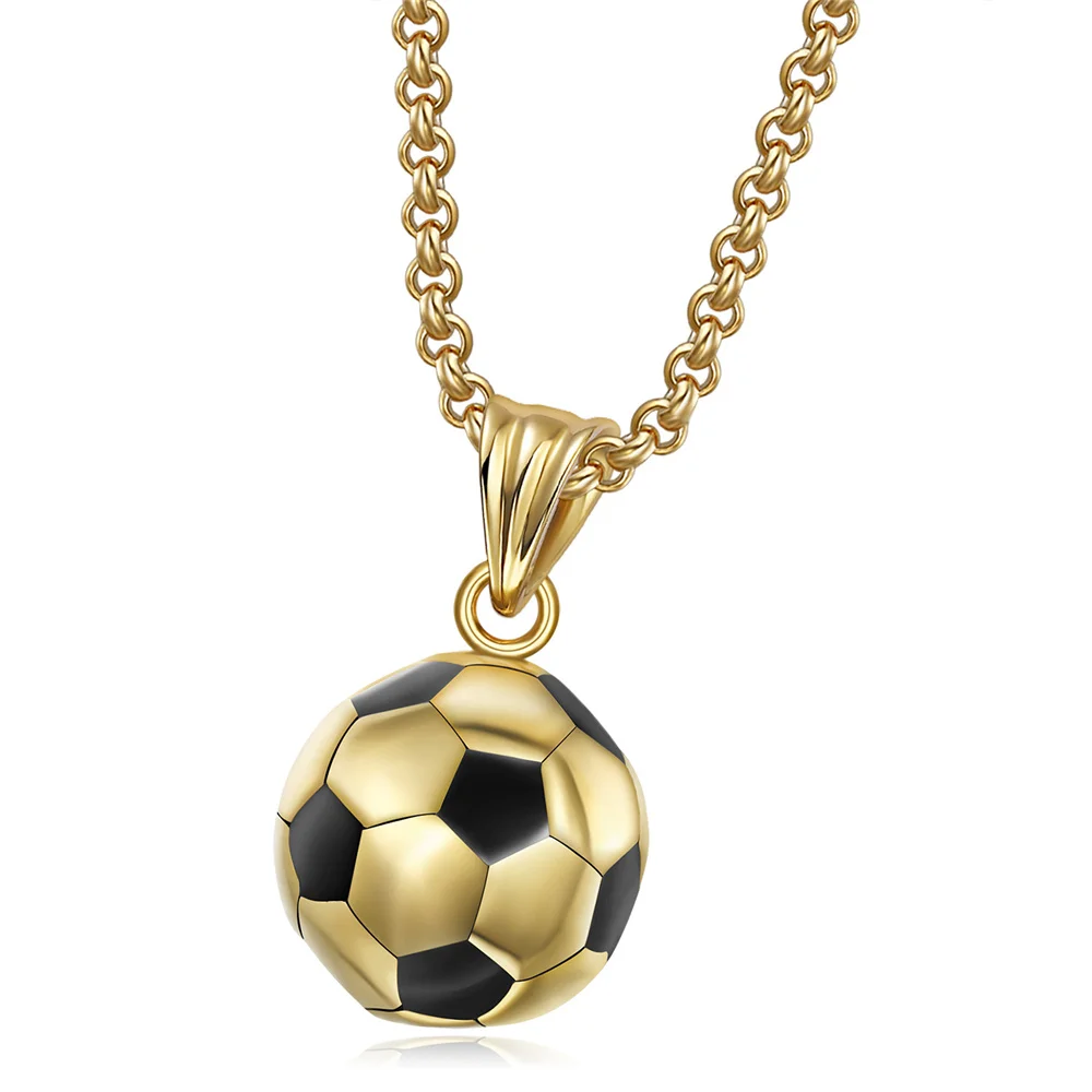 

NEW I Love Football Pendant Necklace Stainless Steel with Box Chain Men Women Gold Soccer Sport Fashion Jewelry