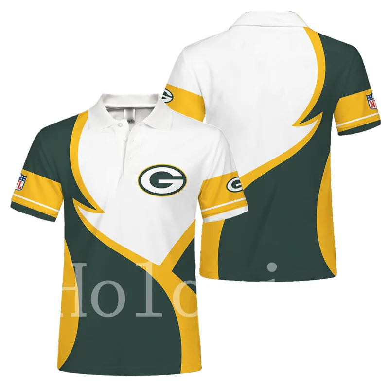 

USA Size Summer Casual 3D Polo Tops Pittsburgh Men's Short Sleeve Stitching Bills Print Chargers T-shirts
