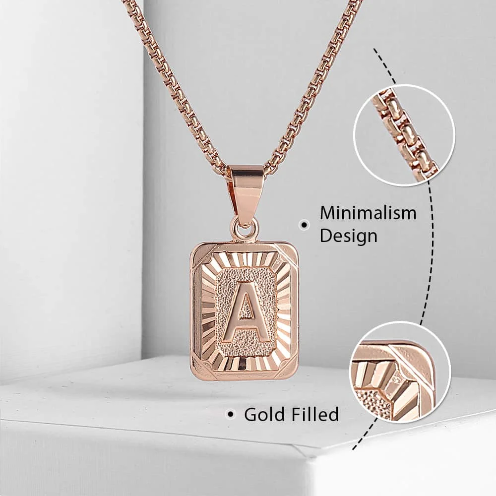 Подвеска из нержавеющей стали квадратная розовое золото ожерелье с буквами