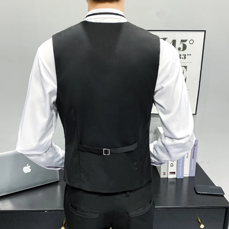 

Loldeal New Style Vest Fashion Men Smiling Face Multi-pocket Lapel Single-breasted