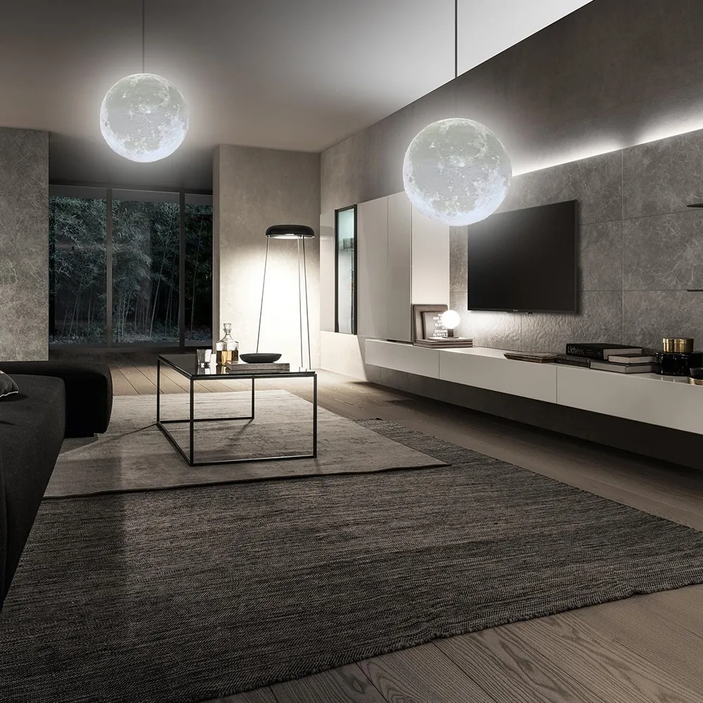 Artpad скандинавский подвесной светильник с 3D-принтом Луны шар современный простой