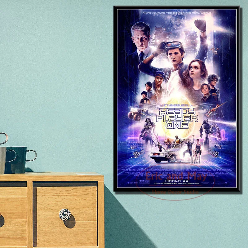 

Популярный кинотеатр «Назад в будущее», постеры и принты из «Ready Player One» Спилберга, Настенная картина, абстрактный декоративный Декор для до...